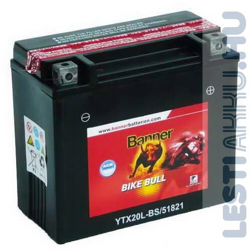 Banner Bike Bull AGM Motor Akkumulátor YTX20L-BS 12V 18Ah 250A Jobb+ (51821)