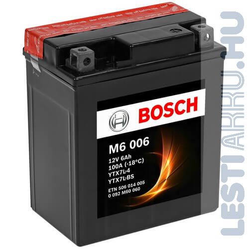 BOSCH M6 006 Motor Akkumulátor YTX7L-BS 12V 6Ah 100A Jobb+ (0092M60060)
