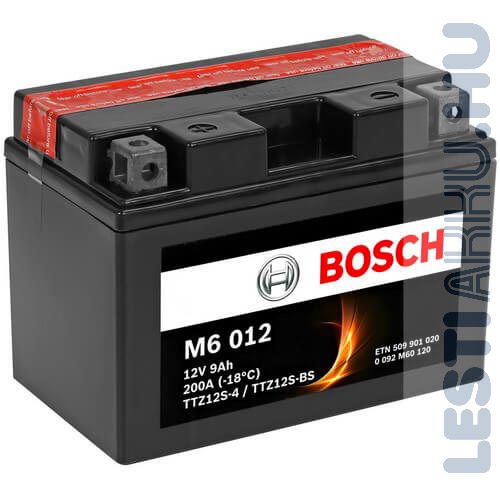 BOSCH M6 012 Motor Akkumulátor TTZ12S-4 (YTZ12S-BS) 12V 9Ah 200A Bal+ (0092M60120)