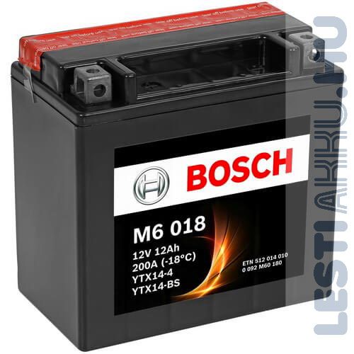 BOSCH M6 018 Motor Akkumulátor YTX14-BS 12V 12Ah 200A Bal+ (0092M60180)
