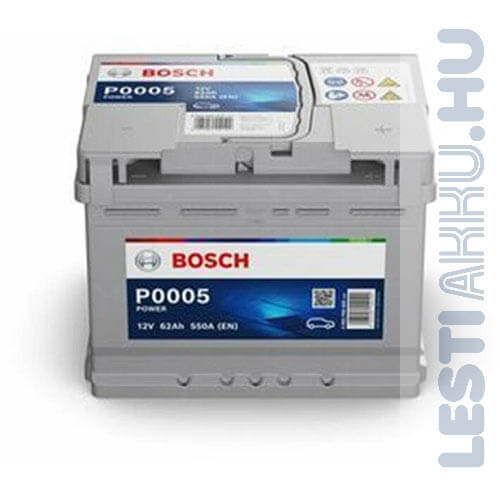 BOSCH Power Autó Akkumulátor 12V 62Ah 550A Jobb+ (0092P00050)
