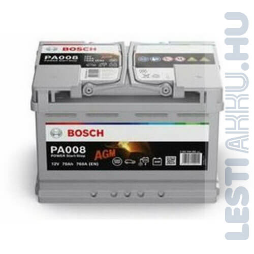 BOSCH Power Start Stop AGM Autó Akkumulátor 12V 70Ah 760A Jobb+ (0092PA0080)