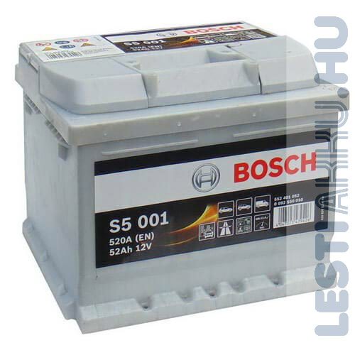 BOSCH Silver S5 Autó Akkumulátor 12V 52Ah 520A jobb+ (0092S50010)
