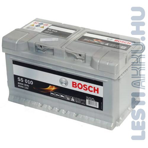 BOSCH Silver S5 Autó Akkumulátor 12V 85Ah 800A Alacsony Jobb+ (0092S50100)