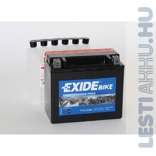 EXIDE Bike AGM Motor Akkumulátor YTX12-BS 12V 10Ah 150A Bal+
