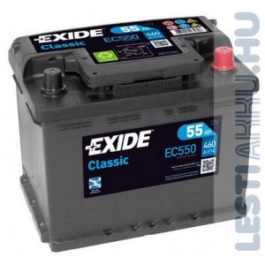 EXIDE Classic Autó Akkumulátor 12V 55Ah 460A Jobb+ (EC550)