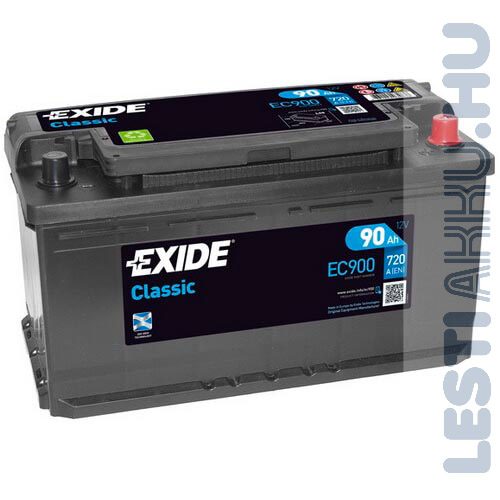 EXIDE Classic Autó Akkumulátor 12V 90Ah 720A Jobb+ (EC900)