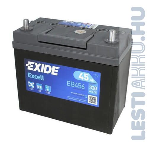 EXIDE Excell Autó Akkumulátor 12V 45Ah 330A Japán Jobb+ (EB456)