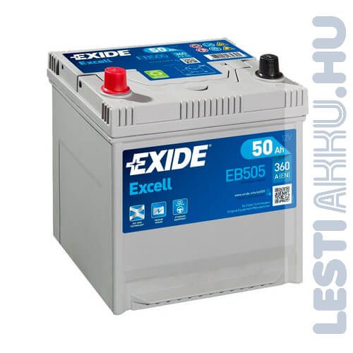 EXIDE Excell Autó Akkumulátor 12V 50Ah 360A Japán Bal+ (EB505)