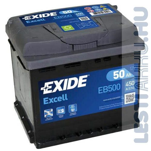 EXIDE Excell Autó Akkumulátor 12V 50Ah 450A Jobb+ (EB500)