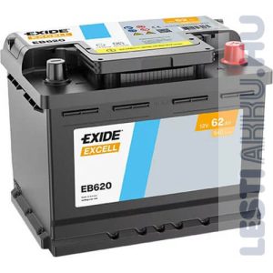 Exide Excell Auto Akkumulator 12v 62ah 540a Jobb Eb620