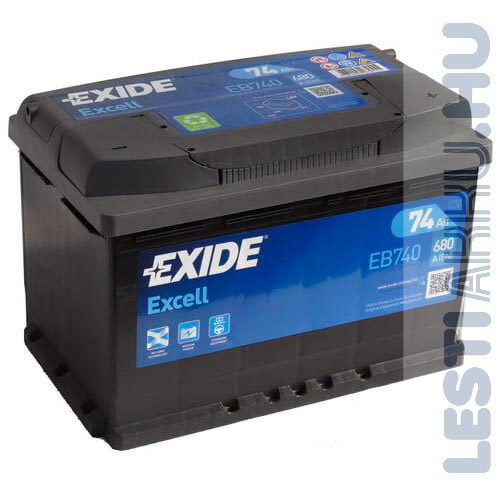 EXIDE Excell Autó Akkumulátor 12V 74Ah 680A Jobb+ (EB740)