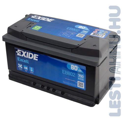 EXIDE Excell Autó Akkumulátor 12V 80Ah 700A Jobb+ (EB802)