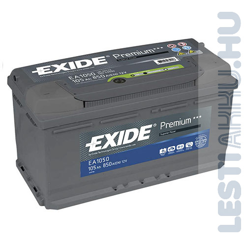 EXIDE Premium Autó Akkumulátor 12V 105Ah 850A Jobb+ (EA1050)