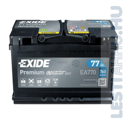EXIDE Premium Autó Akkumulátor 12V 77Ah 760A Jobb+ (EA770)