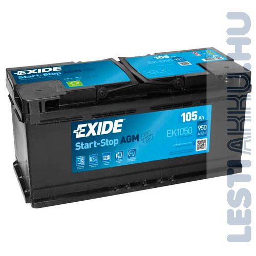 EXIDE Start Stop AGM Autó Akkumulátor 12V 105Ah 950A Jobb+ (EK1050)