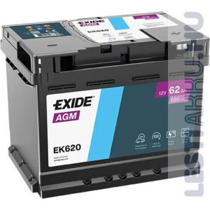 Exide Start Stop Agm Auto Akkumulator 12v 62ah 680a Jobb Ek620