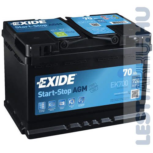EXIDE Start Stop AGM Autó Akkumulátor 12V 70Ah 760A Jobb+ (EK700)