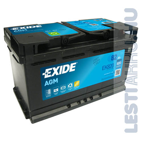 EXIDE Start Stop AGM Autó Akkumulátor 12V 82Ah 800A Jobb+ (EK820)