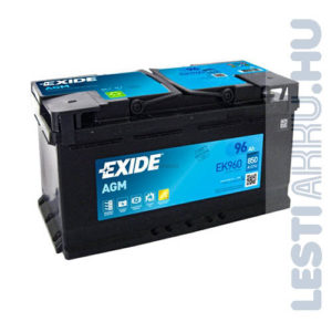 EXIDE Start Stop AGM Autó Akkumulátor 12V 96Ah 850A Jobb+ (EK960)