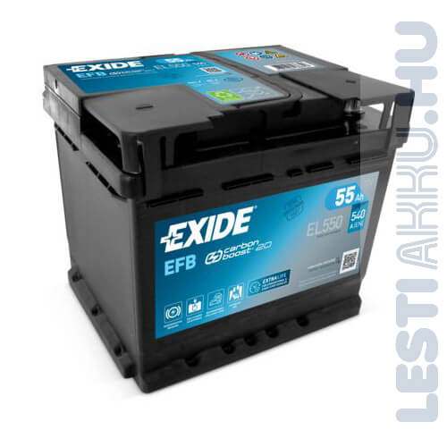 EXIDE Start Stop EFB Autó Akkumulátor 12V 55Ah 540A Jobb+ (EL550)