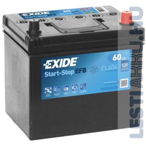 EXIDE Start Stop EFB Autó Akkumulátor 12V 60Ah 520A Japán Jobb+ (EL604)