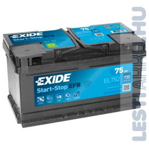 EXIDE Start Stop EFB Autó Akkumulátor 12V 75Ah 730A Jobb+ (EL752)