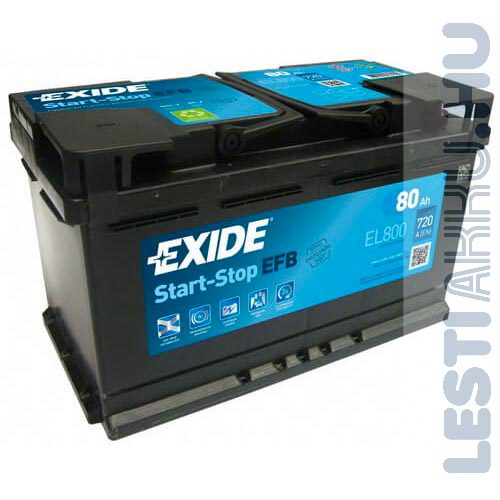 EXIDE Start Stop EFB Autó Akkumulátor 12V 80Ah 720A Jobb+ (EL800)