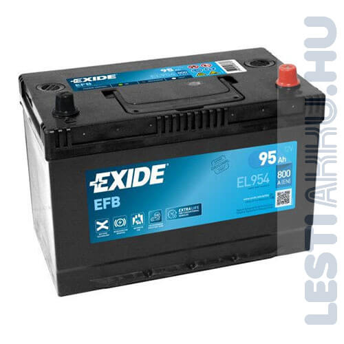 EXIDE Start Stop EFB Autó Akkumulátor 12V 95Ah 800A Japán Jobb+ (EL954)