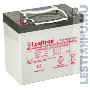 Leaftron ciklikus zselés AGM akkumulátor 12V 55Ah bal+ (LTC12-55)