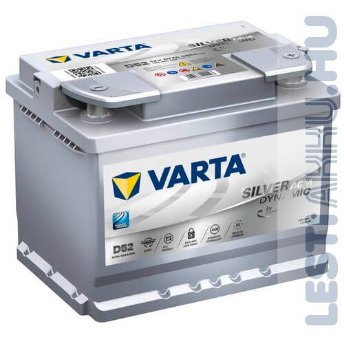 VARTA D52 Silver Dynamic AGM Autó Akkumulátor 12V 60Ah 680A Jobb+ (560901068)