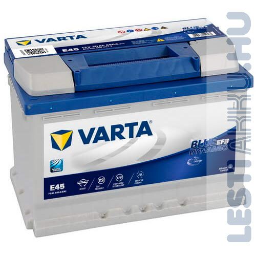 VARTA E45 Blue Dynamic EFB Autó Akkumulátor 12V 70Ah 650A Jobb+ (570500065) Kifutó