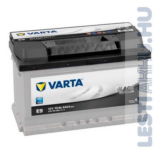 VARTA E9 Black Dynamic Autó Akkumulátor 12V 70Ah 640A Alacsony Jobb+ (570144064)