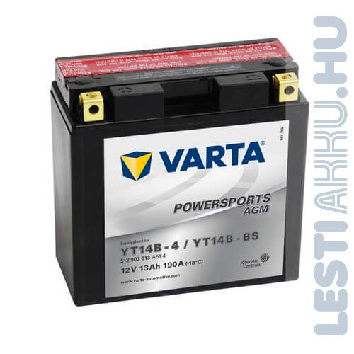 VARTA Powersports AGM Motor Akkumulátor YT14B-4 (YT14B-BS) 12V 13Ah 190A Bal+ (512903013A514)