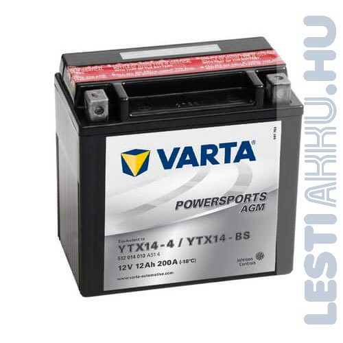 VARTA Powersports AGM Motor Akkumulátor YTX14-BS 12V 12Ah 200A Bal+ (512014010A514)