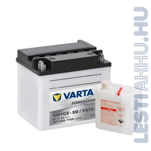 VARTA Powersports Freshpack Motor Akkumulátor YB7C-4 (GM7CZ-3D) 12V 7Ah 110A Jobb+ (507101008A514)