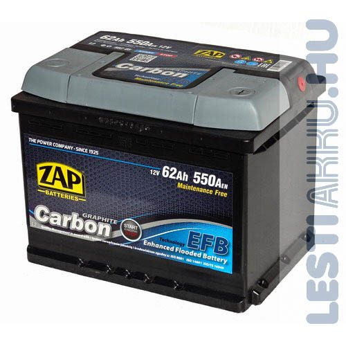ZAP Graphite Carbon EFB Autó Akkumulátor 12V 62Ah 550A Jobb+